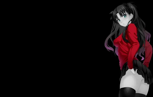 Картинка black background, anime girls, simple background, dark background, selective coloring, Fate series