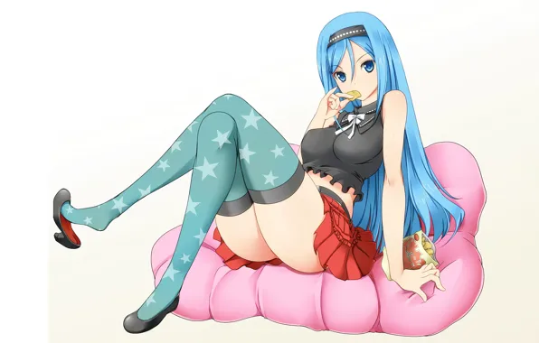 Girl, sexy, thighhighs, long hair, boobs, anime, blue eyes, beautiful
