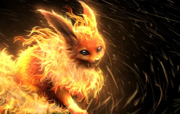 Аниме, арт, зверёк, покемон, pokemon, flareon