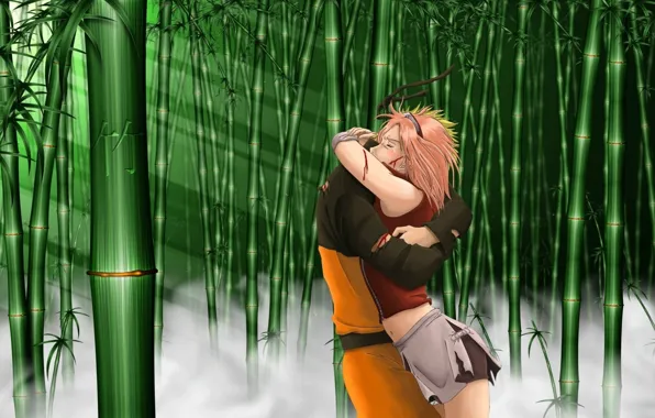 Туман, кровь, встреча, слезы, объятия, лучи света, Sakura Haruno, Naruto Uzumaki