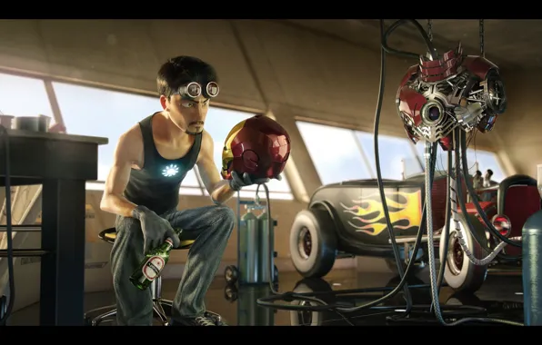 Картинка Iron Man, suit, helmet, pixar style