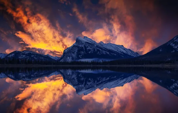 Небо, горы, Канада, Canada, Banff, John S, Vermilion Lake
