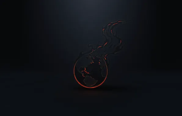 Минимализм, Огонь, Планета, Космос, Арт, Space, Art, Planet