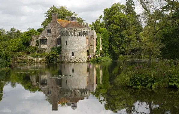 Картинка вода, деревья, замок, берег, Англия, Кент, England, castle