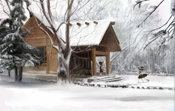 Картинка зима, дом, шляпа