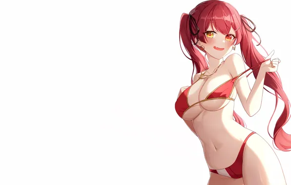 Girl, sexy, cleavage, red hair, long hair, boobs, anime, beautiful