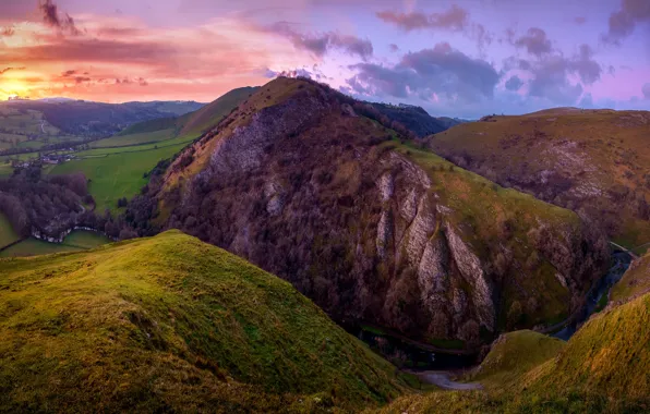 Небо, горы, вершины, высота, вечер