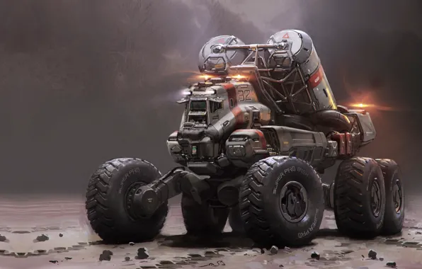 Картинка арт, фантастика., John Wallin Liberto, Mining truck vehicle-Halo 5