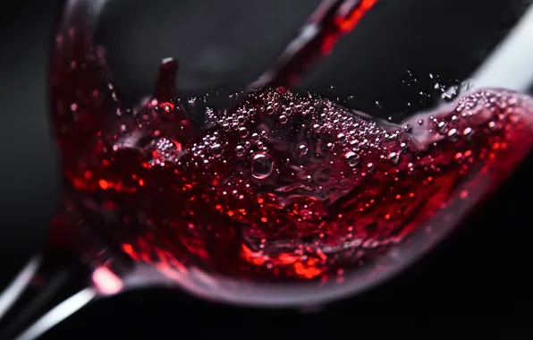 Пузырьки, вино, красное, бокал