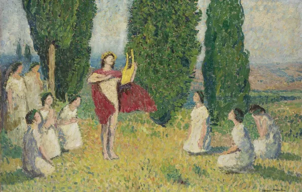 Картина, мифология, Анри-Жан Гильом Мартин, Henri Matrin, Орфей Играет на Лире