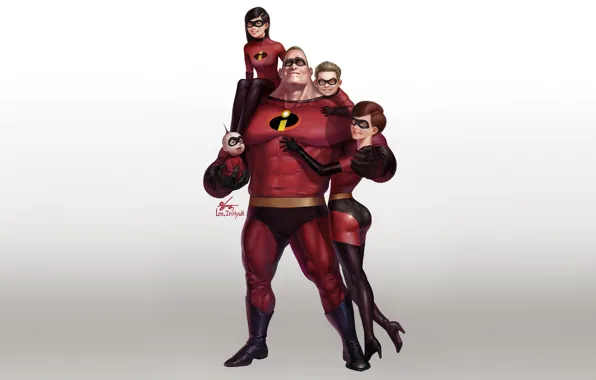 Картинка Минимализм, Рисунок, Арт, Мультфильм, The Incredibles, Суперсемейка, InHyuk Lee, by InHyuk Lee