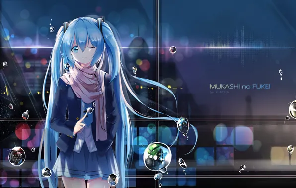 Картинка девушка, пузыри, hatsune miku, anime, art, k.syo.e+