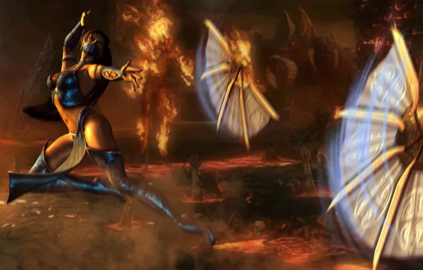 Mortal kombat, бросок, kitana, Steel Fans