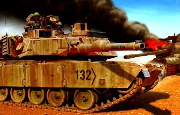 Рисунок, арт, США, Abrams, основной боевой танк