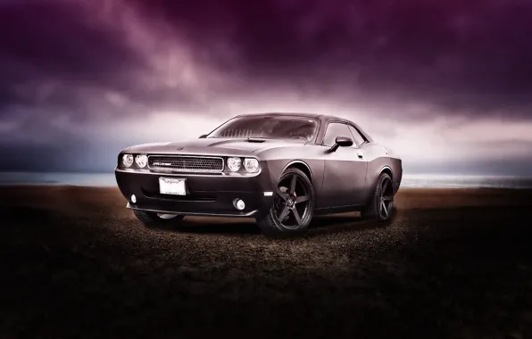 Море, car, додж, auto, grey, Dodge challenger