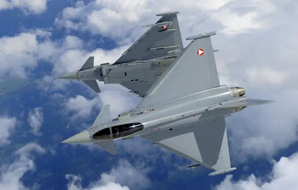 Картинка Облака, Eurofighter Typhoon, Кокпит, Многоцелевой Истребитель, ВВС Австрии