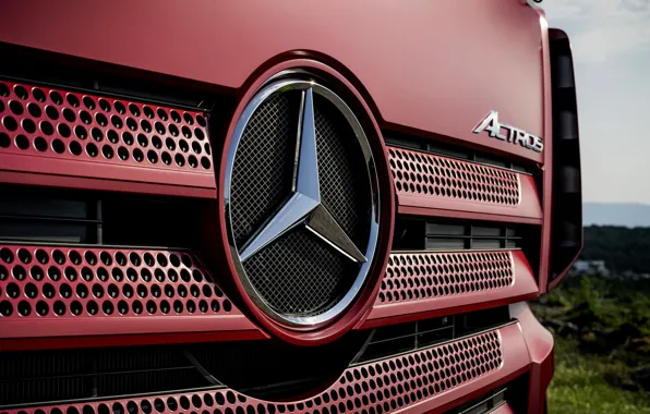 Mercedes-Benz, эмблема, решётка, отверстия, тягач, Actros