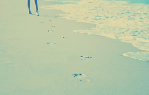 Песок, море, пляж, лето, вода, девушка, солнце, свет