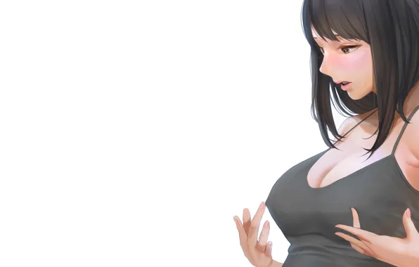 Girl, long hair, boobs, woman, anime, pretty, big boobs, babe