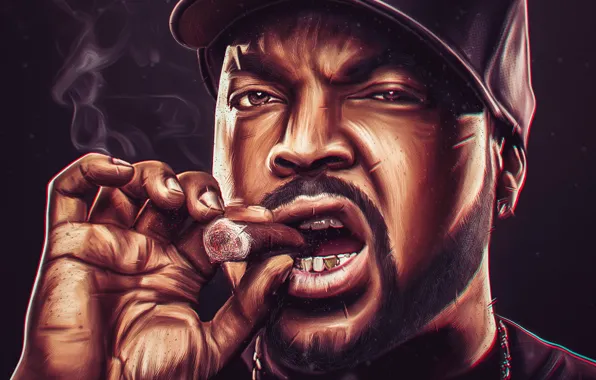 Картинка Цепь, Мужчина, Ice Cube, Сигара, Репер