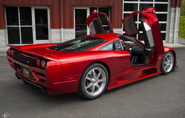 Красный, дизайн, спорткар, Twin Turbo, Вид сбоку, Saleen S7, ручной сборки