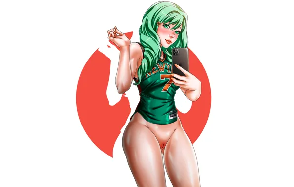 Girl, sexy, green eyes, long hair, pussy, anime, beautiful, pretty