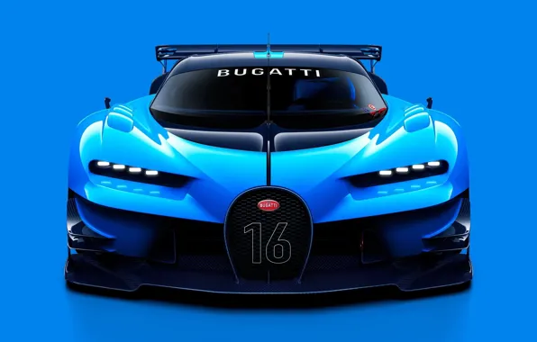 Concept, Bugatti, sport, Vision, blue, tuning, front, race