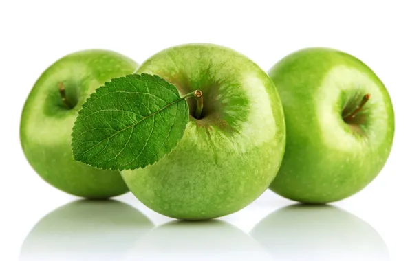 Three, fruits, Green apples