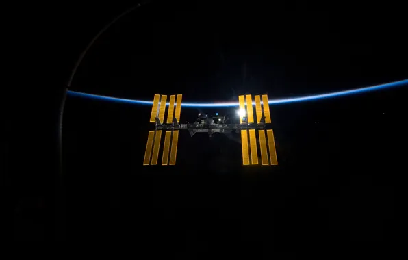 Картинка earth, space, light, МКС, Space, International, ISS, background