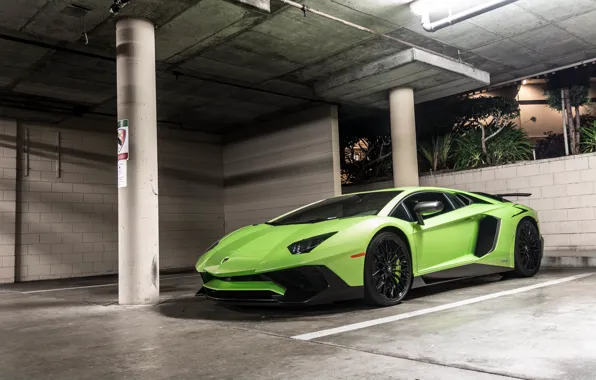 Green, Lamborghini, Aventador