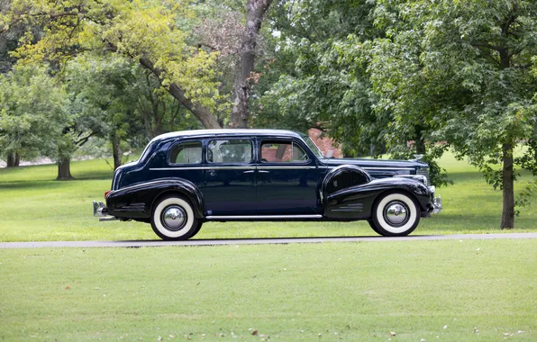 Cadillac, Imperial, вид сбоку, ретро автомобили, Sedan, 1940, by Fleetwood, 7-passenger