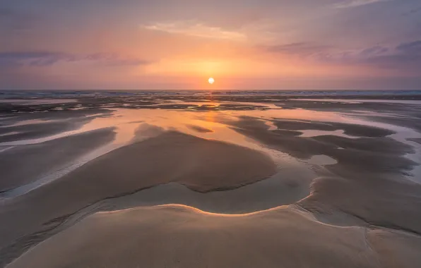 Sea, coast, sunset