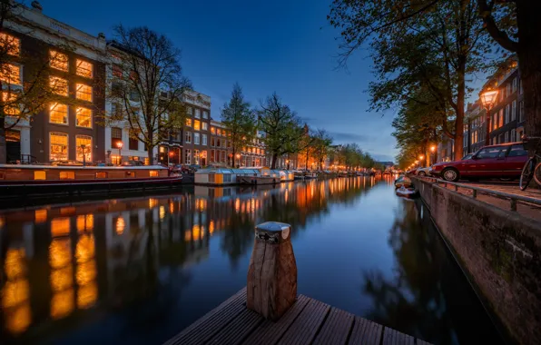 Транспорт, здания, причал, канал, Amsterdam - My Home