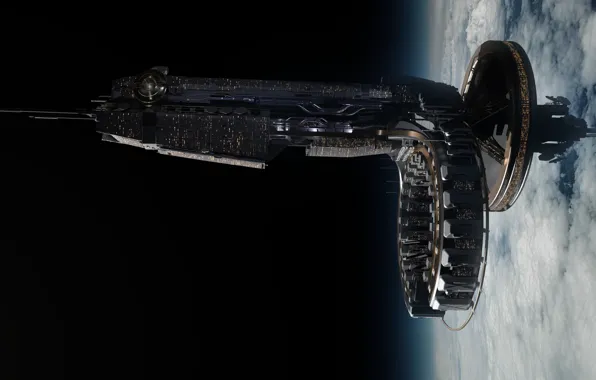 Космос, облака, DARK MATTER, dwarf spacestation, Season 2 Episode 9