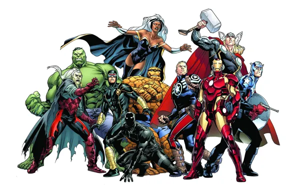 Фон, Hulk, Storm, Iron Man, Captain America, Thor, Marvel Comics, Cyclops