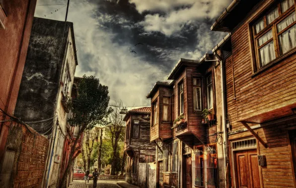 HDR, Улица, Стамбул, Турция, Street, Istanbul, Turkey, Old house