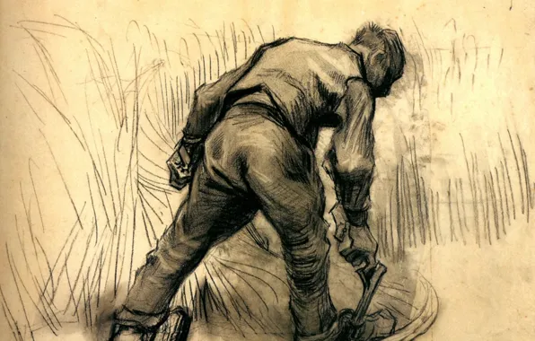 Картинка мужик, серп, Винсент ван Гог, Reaper 2