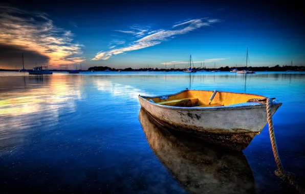 Море, пейзаж, лодка