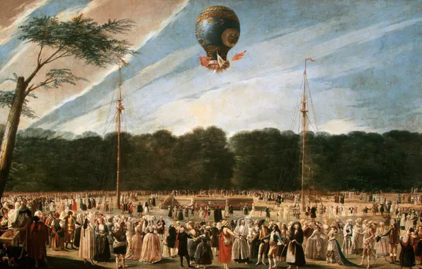 Неоклассицизм, Антонио Карнисеро, в парке Аранхуэс, 1784, Полёт шара Монгольфье