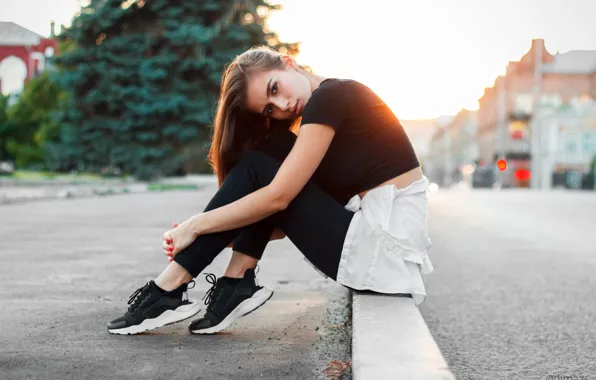 Картинка взгляд, девушка, солнце, поза, улица, Dim Khokhlov