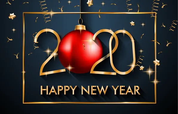 Новый год, golden, черный фон, happy, black, background, New Year, decoration