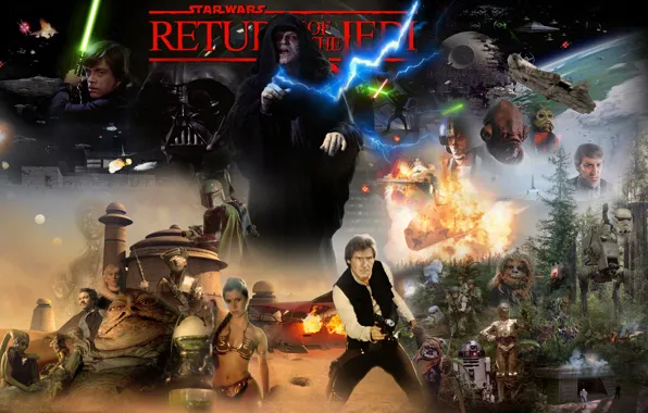Darth Vader, Звездные войны, Боба Фетт, световой меч, Leia Organa, Лея Органа, C3PO, Return of …