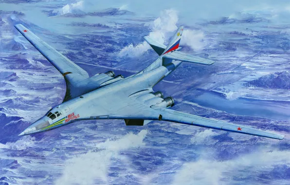 Картинка авиация, арт, самолёт, стратегический, ВВС РФ, Ту-160, советский, бомбардировщик-ракетоносец