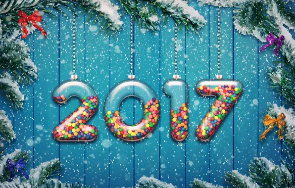 New year, happy, 2017, holiday decoration