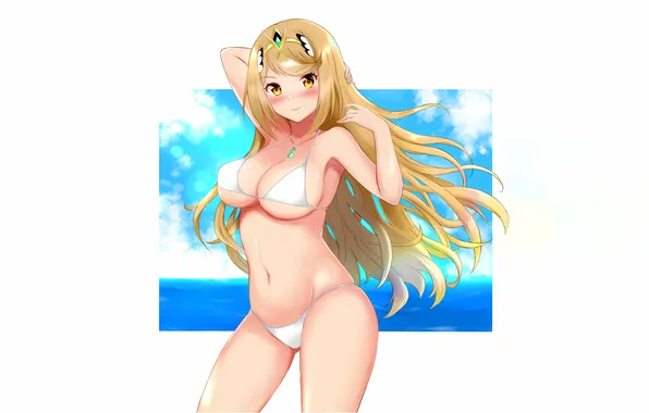 Girl, sexy, cleavage, long hair, sea, ocean, boobs, sexy girl