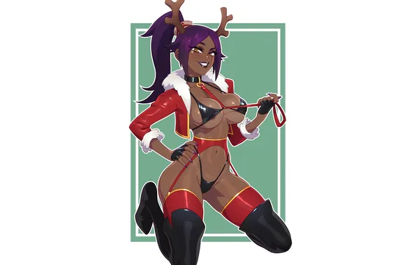 Girl, sexy, Bleach, cleavage, thighhighs, horns, long hair, legs