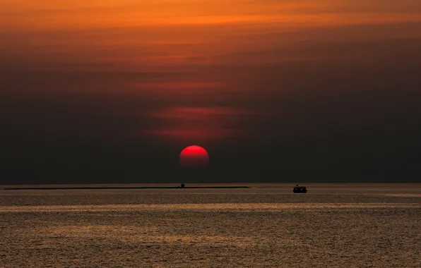 Картинка море, закат, Солнце