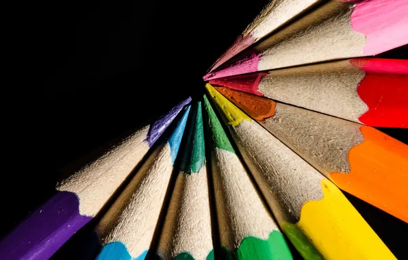 Картинка black, wood, pencils of colors