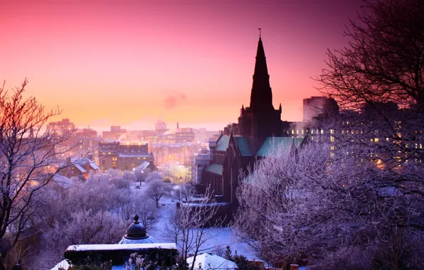 Зима, город, Чехия, Прага, фото