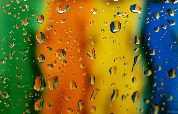 Картинка вода, капли, поверхность, macro, rain drops on mirror